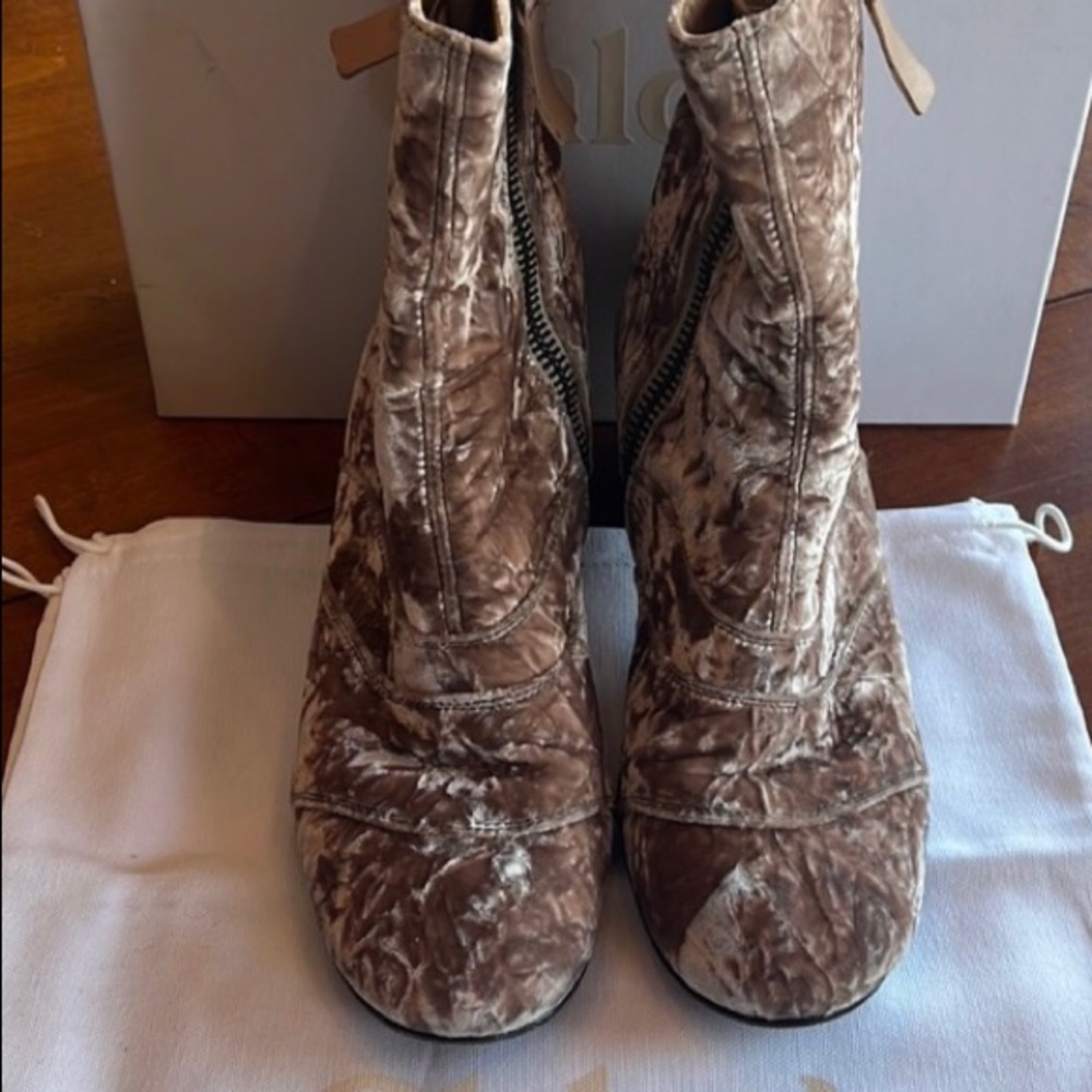 Chloe crushed velvet ankle boots size 40